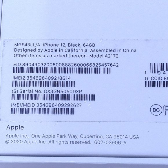 APPLE iPHONE 12 BOX ONLY 64GB Original Packaging OEM Steve Jobs LOGO STICKER - Picture 10 of 16